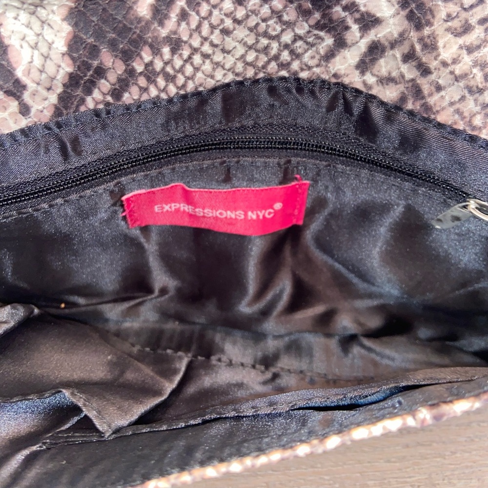 Faux Snakeskin Leather Rectangular Flap Over Clut… - image 4